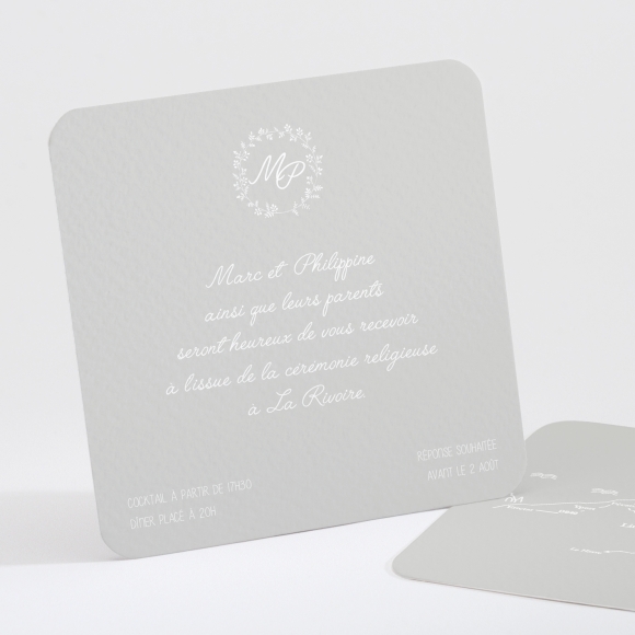 Carton d'invitation mariage Couronne de feuilles