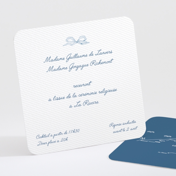 Carton d'invitation mariage Elégant médaillon drapé