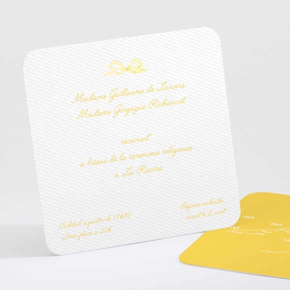 Carton d'invitation mariage Elégant médaillon drapé