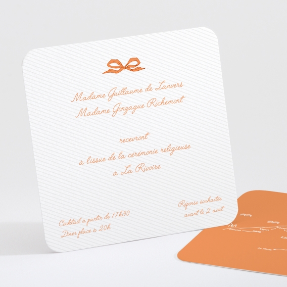 Carton d'invitation mariage Elégant médaillon drapé