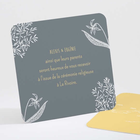 Carton d'invitation mariage Feuillage chic