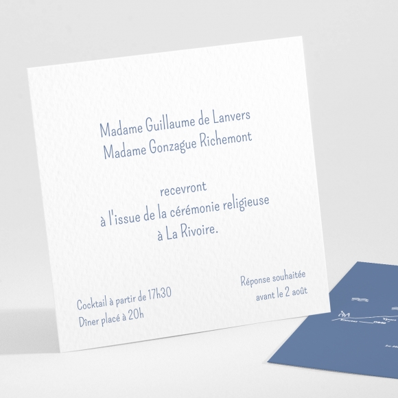 Carton d'invitation mariage Couronne fleurs blanches