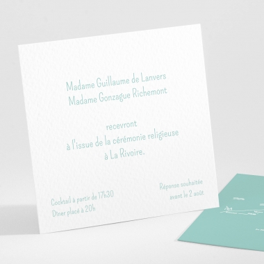 Carton d'invitation mariage Couronne fleurs blanches