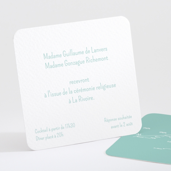 Carton d'invitation mariage Couronne fleurs blanches