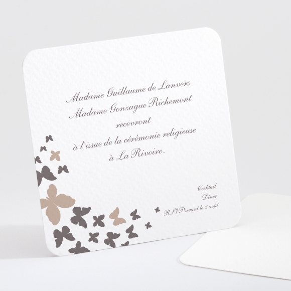 Carton d'invitation mariage Cœur de papillons