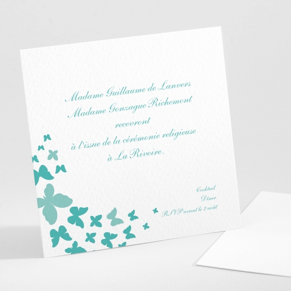 Carton d'invitation mariage Cœur de papillons