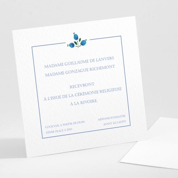 Carton d'invitation mariage Liberty framboises