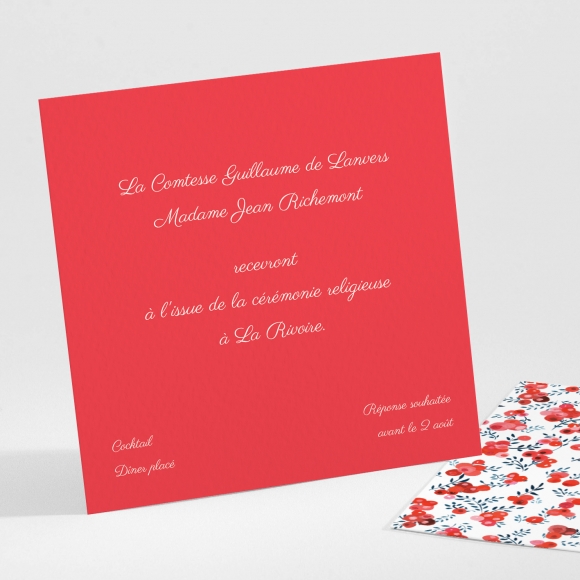 Carton d'invitation mariage Liberty groseilles