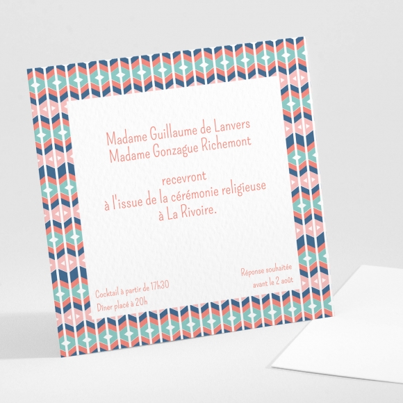 Carton d'invitation mariage Géométrique