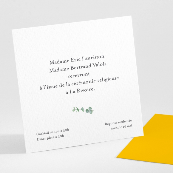 Carton d'invitation mariage Eucalyptus