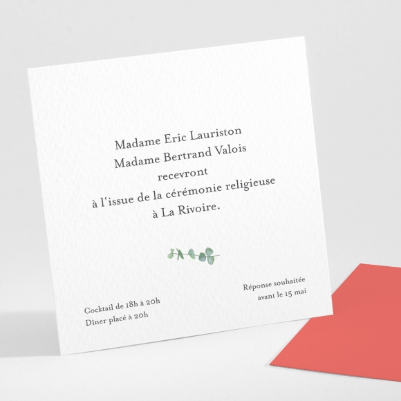 Carton d'invitation mariage Eucalyptus