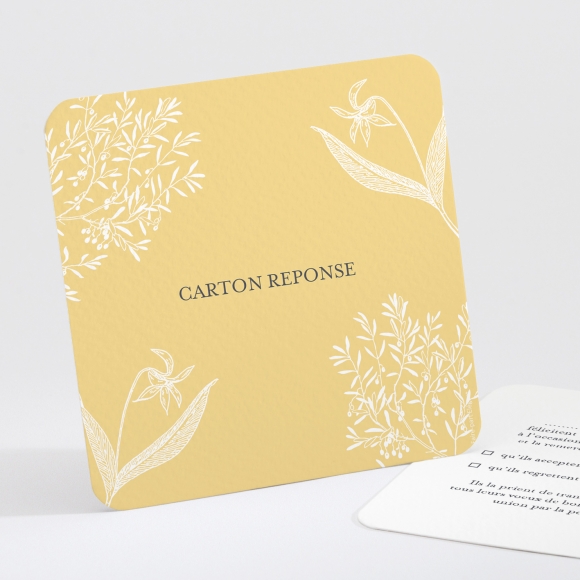 Carton réponse mariage Feuillage chic