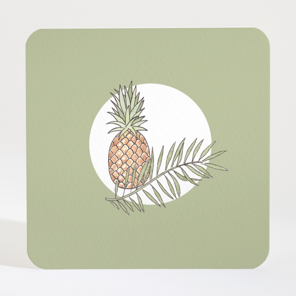 Carton d'invitation mariage Ananas