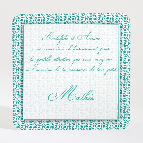 Remerciements naissance Feuillage chic