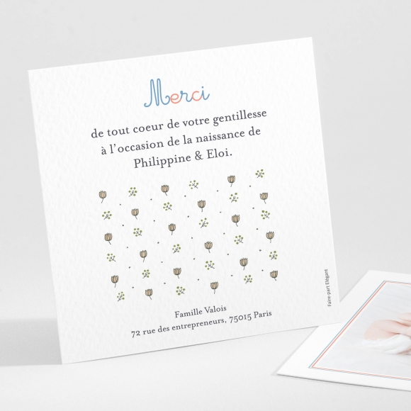 Remerciements naissance Jumeaux