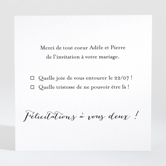 Carton réponse mariage Jolie fleur