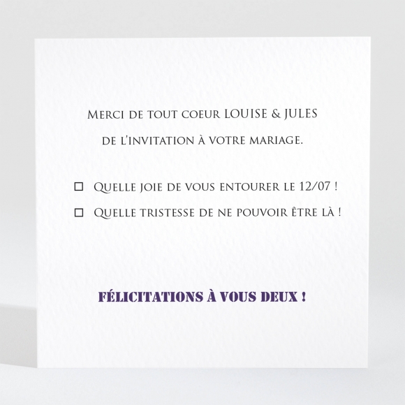 Carton réponse mariage Symphonie