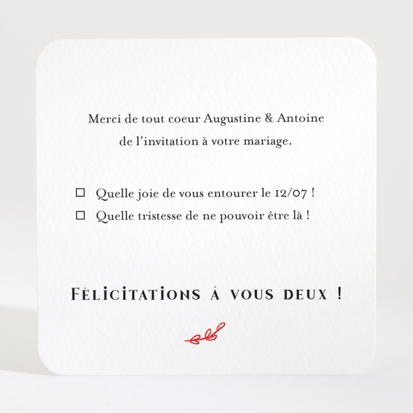 Carton réponse mariage Un mariage à Paris