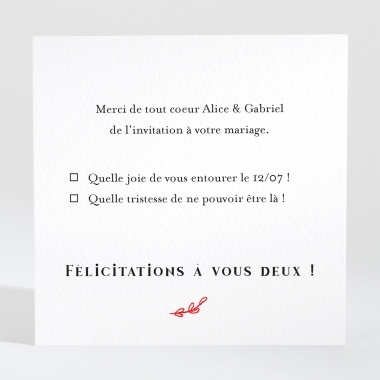 Carton réponse mariage Un mariage à Versailles