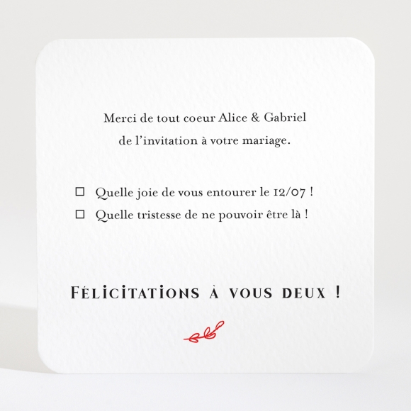 Carton réponse mariage Un mariage à Versailles