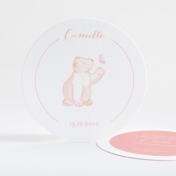 Faire-part de naissance Ours polaire et papillon