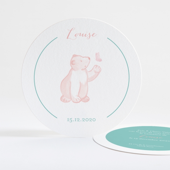 Faire-part de naissance Ours polaire et papillon