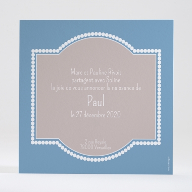 Faire-part de naissance Cadre perle photo