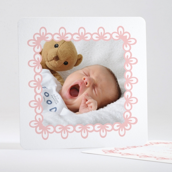 Faire-part de naissance Cadre photo fleuri