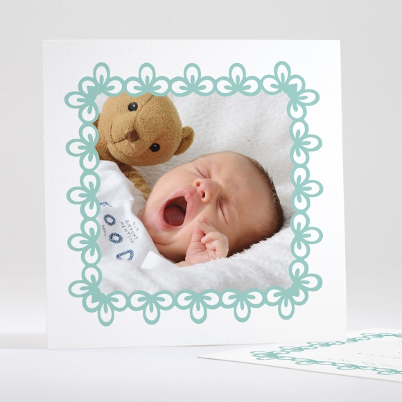 Faire-part de naissance Cadre photo fleuri