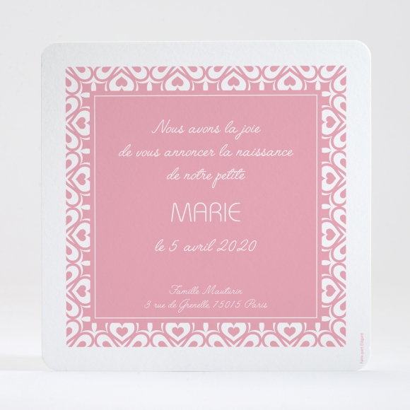 Faire-part de naissance Pattern cœur