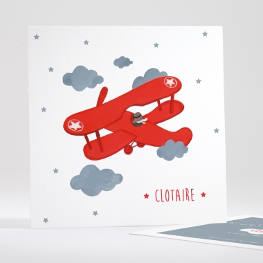 Faire-part de naissance Avion d'antan simple