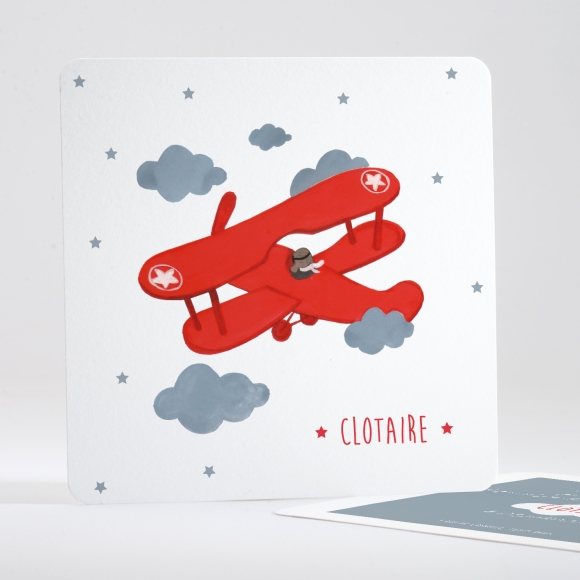 Faire-part de naissance Avion d'antan simple