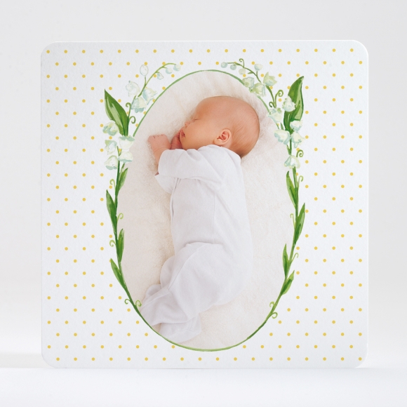 Faire-part de naissance Couronne de muguets