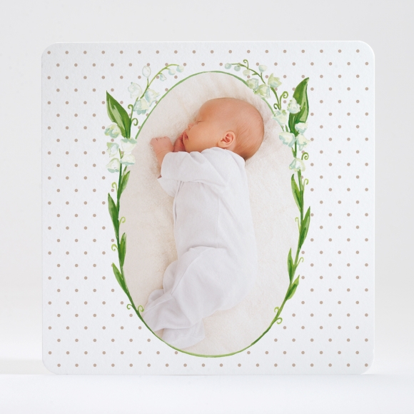 Faire-part de naissance Couronne de muguets