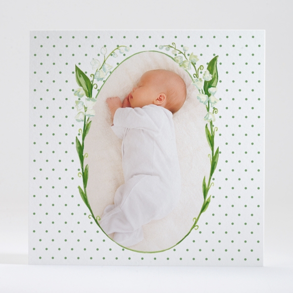 Faire-part de naissance Couronne de muguets