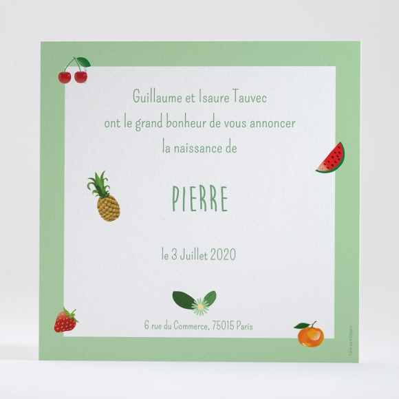 Faire-part de naissance Fleurs & fruits