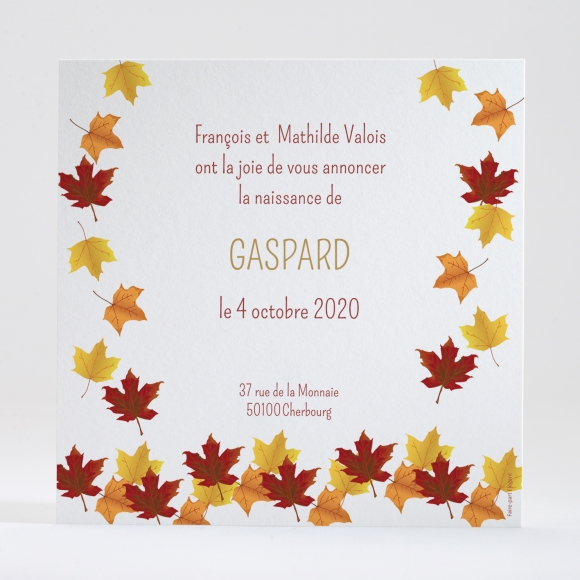 Faire-part de naissance Feuilles d'automne