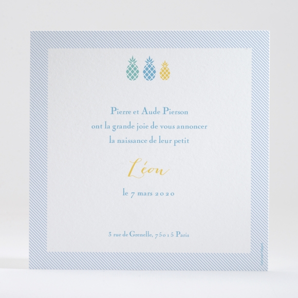 Faire-part de naissance Triple ananas chic