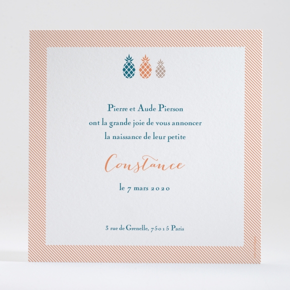 Faire-part de naissance Triple ananas chic