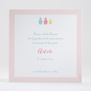 Faire-part de naissance Triple ananas chic