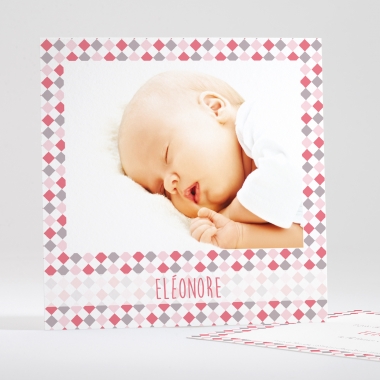 Faire-part de naissance Petits losanges