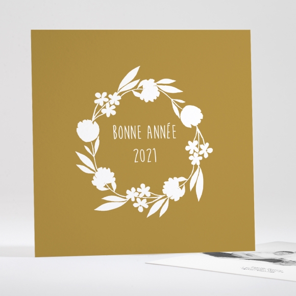 Carte de voeux Couronne fleurs blanches