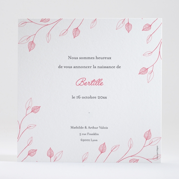 Faire-part de naissance Décor végétal
