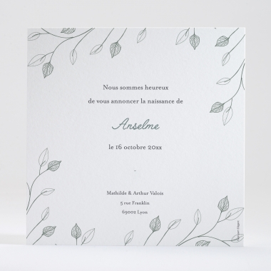 Faire-part de naissance Décor végétal