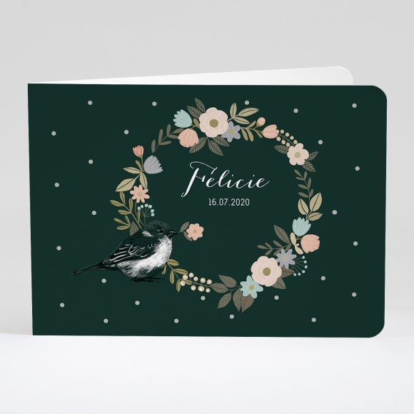 Faire-part de naissance Bird and flowers