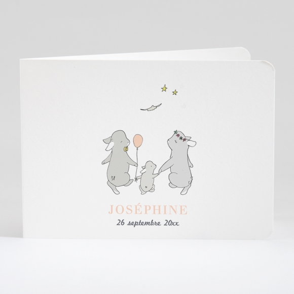 Faire-part de naissance Jolis lapins en famille