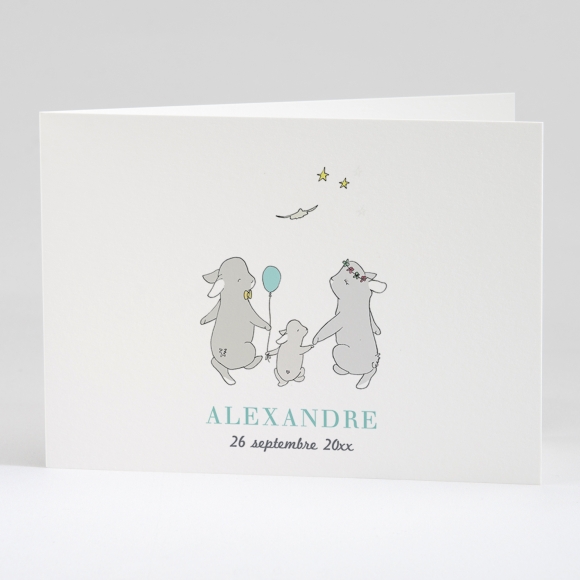 Faire-part de naissance Jolis lapins en famille