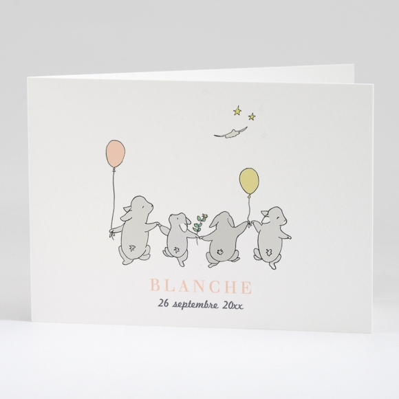 Faire-part de naissance Jolis lapins en famille 4 enfants