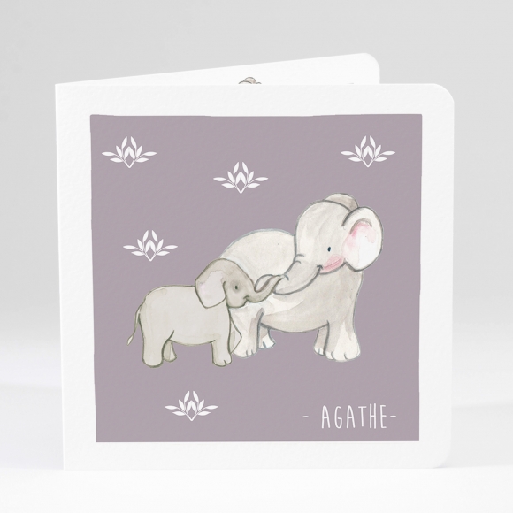 Faire-part de naissance Jolis éléphants avec photo