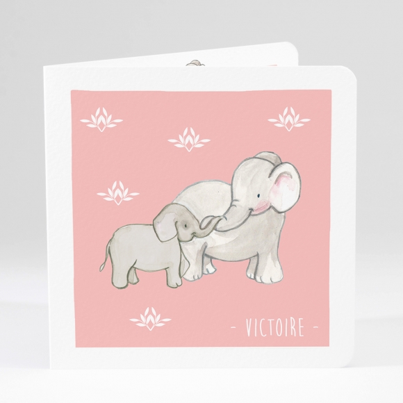 Faire-part de naissance Jolis éléphants avec photo